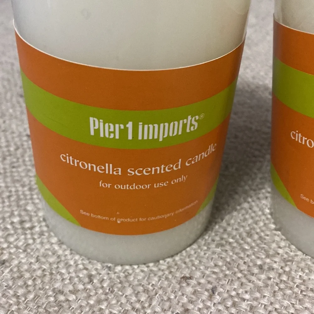 NWT Pier 1 Outdoor Citronella Pillar Candles 3x6 Set of 2
